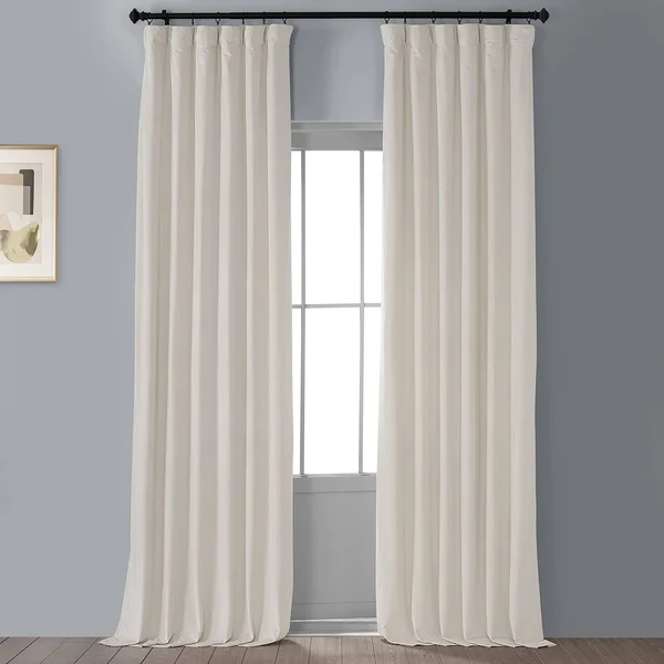 Half Price Drapes VPCH-120601-108 Signature Blackout Velvet Curtain, Ivory, 50 x 108
