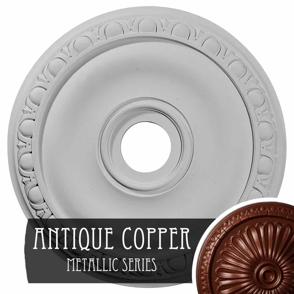 20x22OD x 3 5/8x22ID x 1x22P Jackson Ceiling Medallion (Fits Canopies Up to 5 1/8x22) - Hand-Painted Antique Copper