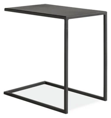 Room & Board, Modern Slim C-Shaped Table 20D 13W 20H in Recycled Natural Steel Black