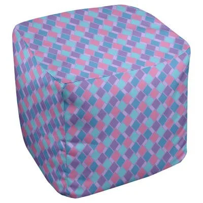 Avicia Diamonds Cube Ottoman Latitude Run Size: 18x22 H x 18x22 W x 18x22 D - Upholstery Color: Orange/Indigo