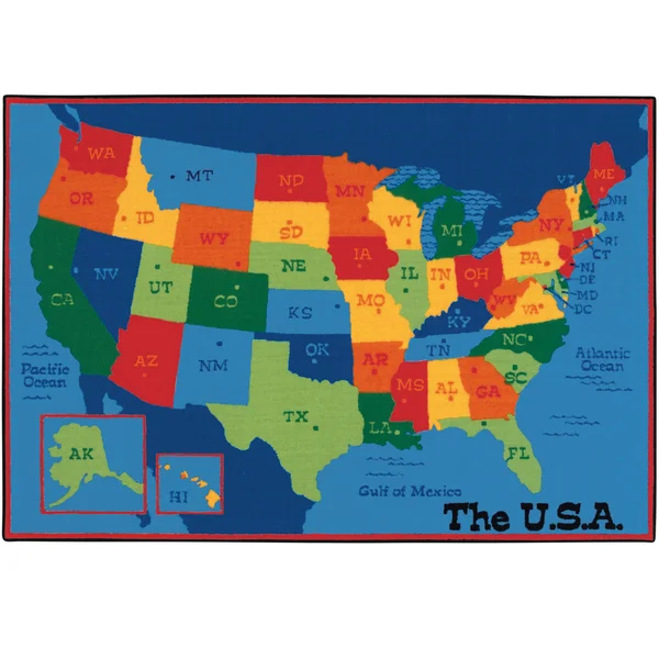 Carpets for Kids Value Plus USA Map Area Rug - 6& x 9&