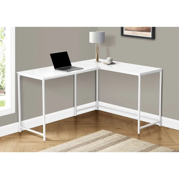 Monarch Computer Desk - 58x22L - White Top, White Metal Corner