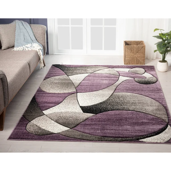 Rhodes Collection Abstract Designed Area Rug - 2'8'' x 8'1'' - Lilac