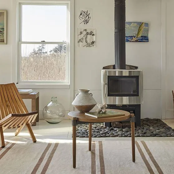 West Elm Oak & Iron End Table - Waxed Black
