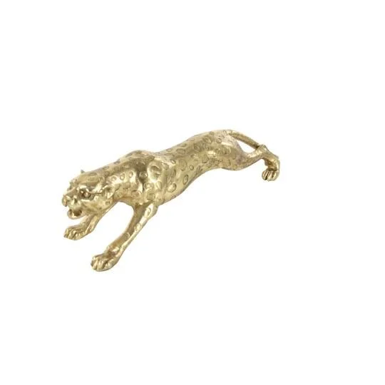 11x22 Gold Polystone Glam Leopard Sculpture by Ivory and Iris, Michaels