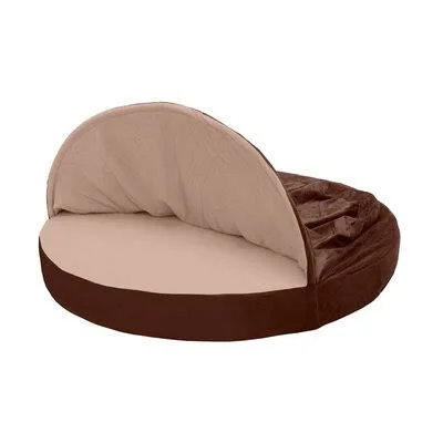 Tucker Murphy Pet Kronqui Micro-Velvet Snuggery Hooded with Memory Top Foam - Size: Large (35 inch W x 35 inch D x 3 inch H), Bro