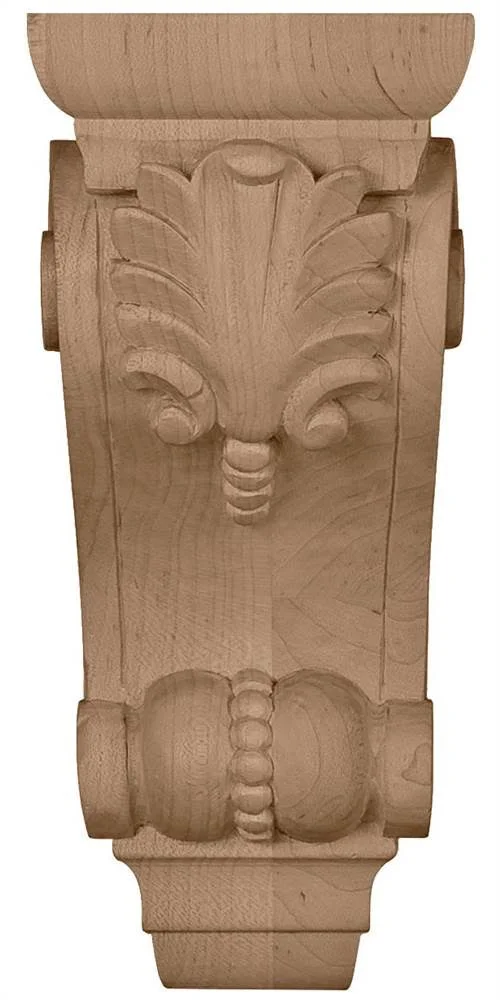 3 3/4x22W x 4 3/8x22D x 8 1/2x22H Medium Fig Leaf Corbel, Rubberwood