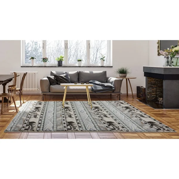 Wild Life Collection Cream/Beige Area Rug - 8& x 11&