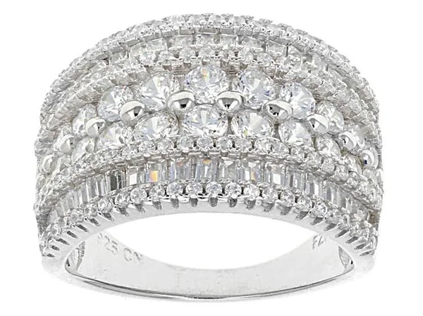 4.50ctw Bella Luce Round & Baguette Rhodium Over Sterling Silver Ring - Size 10