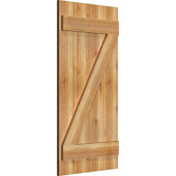 20 1/4x22W x 40x22H TimberCraft Six 3 3/8x22 Boards Joined Board-n-Batten Shutters w/Z-Bar, Rough Sawn Western Red Cedar (Per Pa
