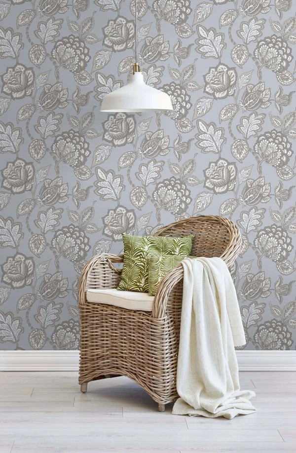 Wallpaper - CY1540 Conservatory Midsummer Jacobean York Wallcoverings Medium Gray/Pink