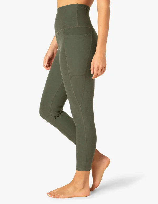 Beyond Yoga Women's Spacedye Out of Pocket High Waisted 7/8 Leggings - Eden Green Heather Medium, Spandex