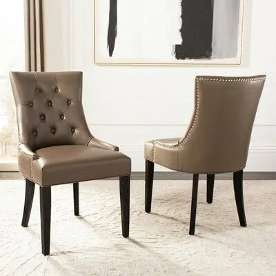 Wayfair Danis Tufted Upholstered Side Chair in Espresso Rosdorf Park
