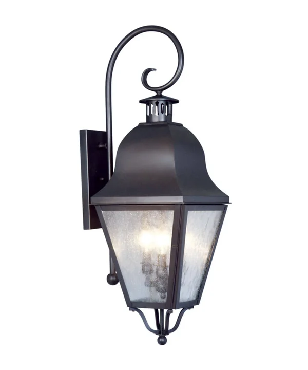 Livex Lighting-2555-07-Amwell - 3 Light Outdoor Wall Lantern Bronze