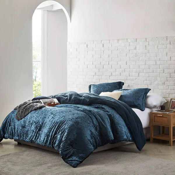 Byourbed Velvet Crush - Coma Inducer Oversized Comforter - Champagne Navy - Queen, 94" x 98"