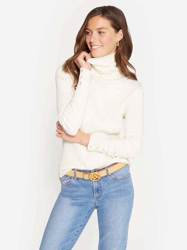 J.Mclaughlin Women's Arlette Turtleneck White Solid, Size Medium