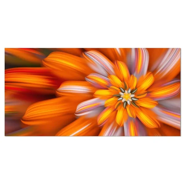 Designart &Massive Orange Fractal Flower & Floral Canvas Art Print - Size: 32 inch x 16 inch