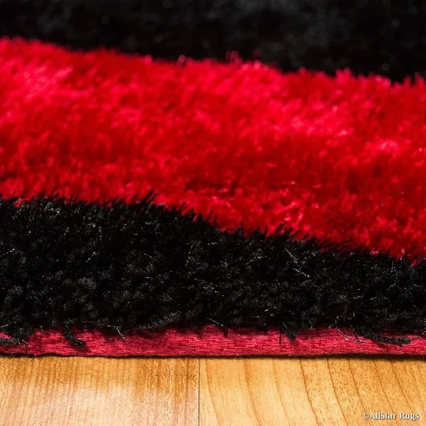 Allstar Modern 3D Swirl Design Rug - 4& 11x22x6& 11x22 - Red