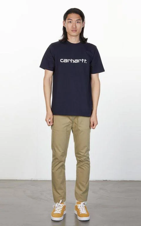Carhartt WIP S/S Script T-Shirt Dark Navy/White - Blue