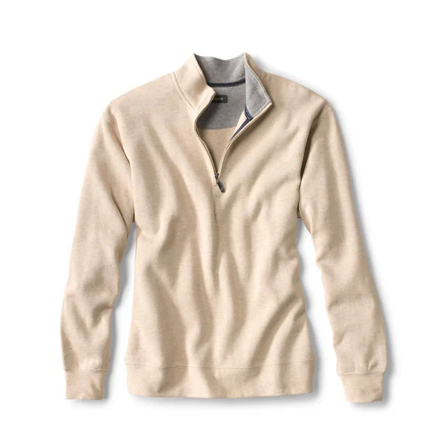 Men's Signature Softest Quarter-Zip Pullover Sweatshirt - Natural Heather, Size Medium, Cotton, Orvis