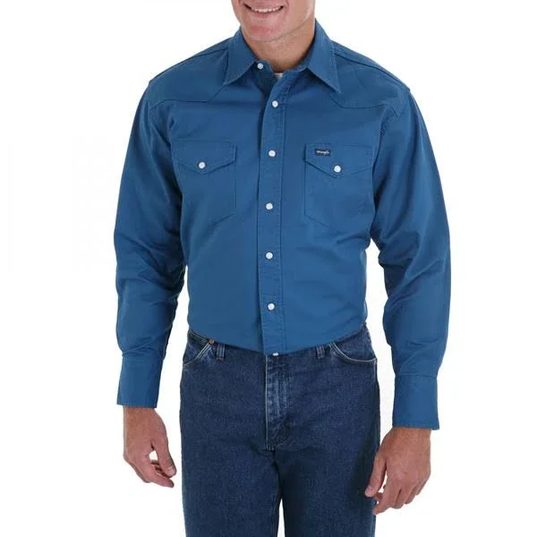Wrangler Men's Long Sleeve Cowboy Cut Western Snap Solid Work Shirt