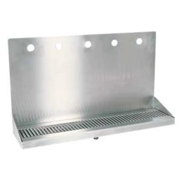 Micro Matic (DP-322ELD-5) 24x22 Louvered Stainless Steel Wall Mount Drip Tray Trough with 5 Pre-Drilled Faucet Holes & 1/2x2