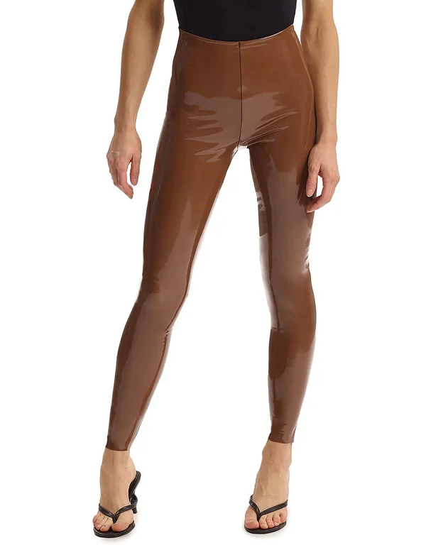 Commando Women's Faux Patent Leather Leggings, Cinnamon, Large