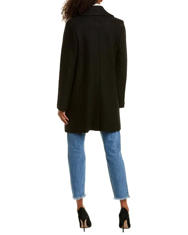 Tahari Notch Collar Long Sleeve Coat 3014062 - Xs - Black