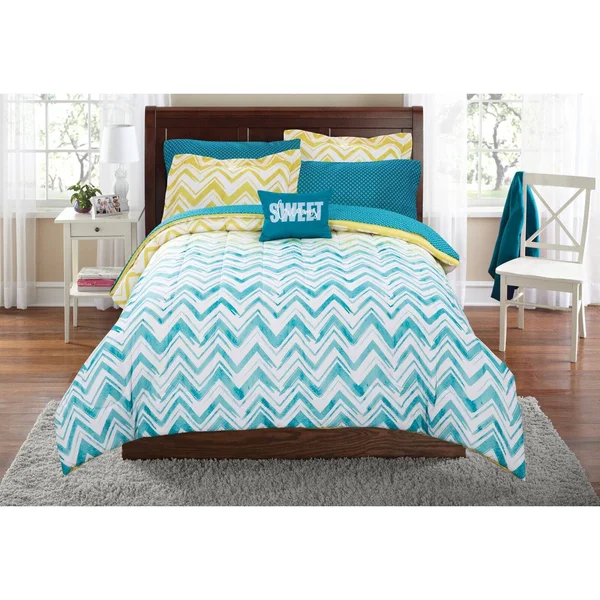 Mainstays Ombre Chevron Bed-In-A-Bag Bedding Set - Queen