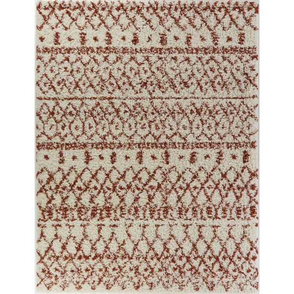 BALTA Dominic Cream/Orange 5 ft. x 7 ft. Moroccan Shag Area Rug