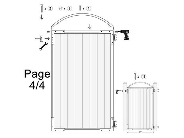 Nuvo Iron Easy-to-Install Arched Gate 8-Board Pro for 47 in. openings