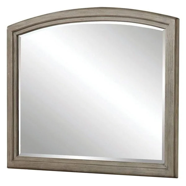 Benjara 46 inch Transitional Style Curved Wooden Frame Mirror - Gray