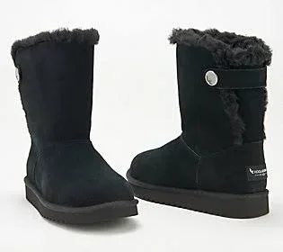 Koolaburra by Ugg Suede Button Short Boots - Jordina, Size 11 Medium, Black