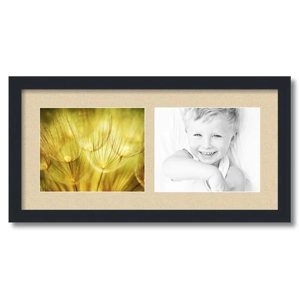 ArtToframes Collage Picture Frame - Satin Black Frame with 2 openings for 8x10 photos
