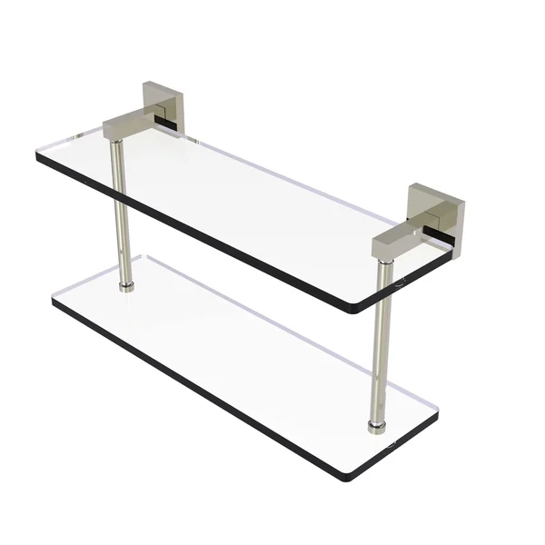 Allied Brass Montero Collection 16 inch Two Tiered Glass Shelf Polished Nickel