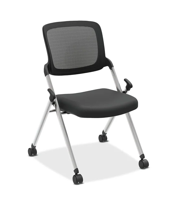 HON VL304 Armless Mesh Back Nesting Chair - Black-Silver