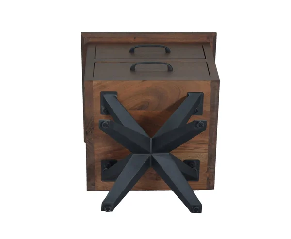 16x22 x 18x22 x 22x22 Brown Black Wood Metal Nightstand - 30" x 22" x 32"