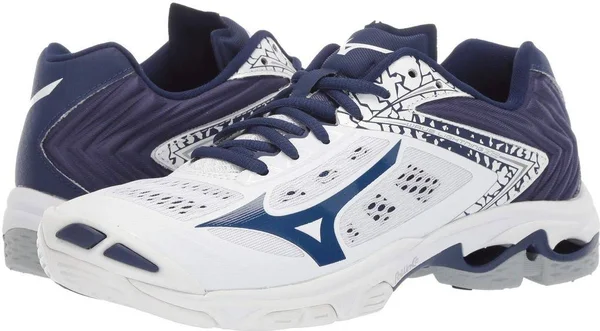 Mizuno - Wave Lightning Z5 Women's Volleyball Shoe - White-Navy, Size 7