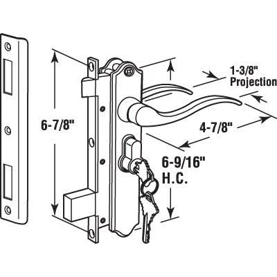 Prime Line K 5438 - Security Door Latch, Contemporary, Black, Keyed
