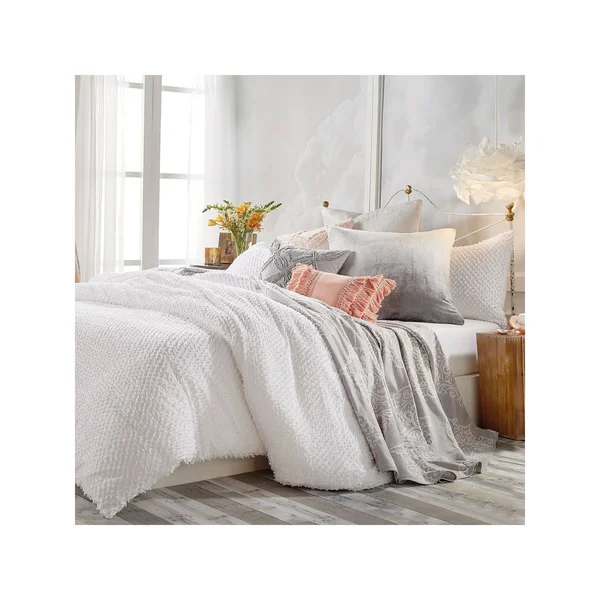 Peri Home Dot Fringe Duvet COVER, Full/Queen - White