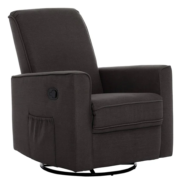 Evolur Raleigh Basic Glider, Recliner, Rocker Charcoal