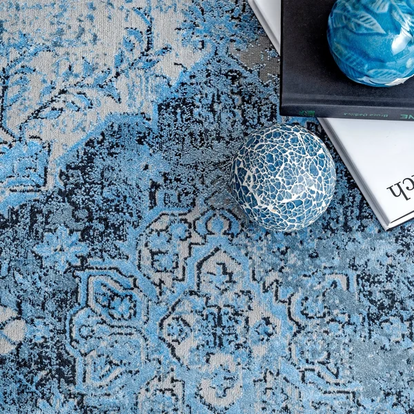 nuLOOM Faded Vintage Medallion Area Rug - 6& 7x22 x 9& - Dark Gray