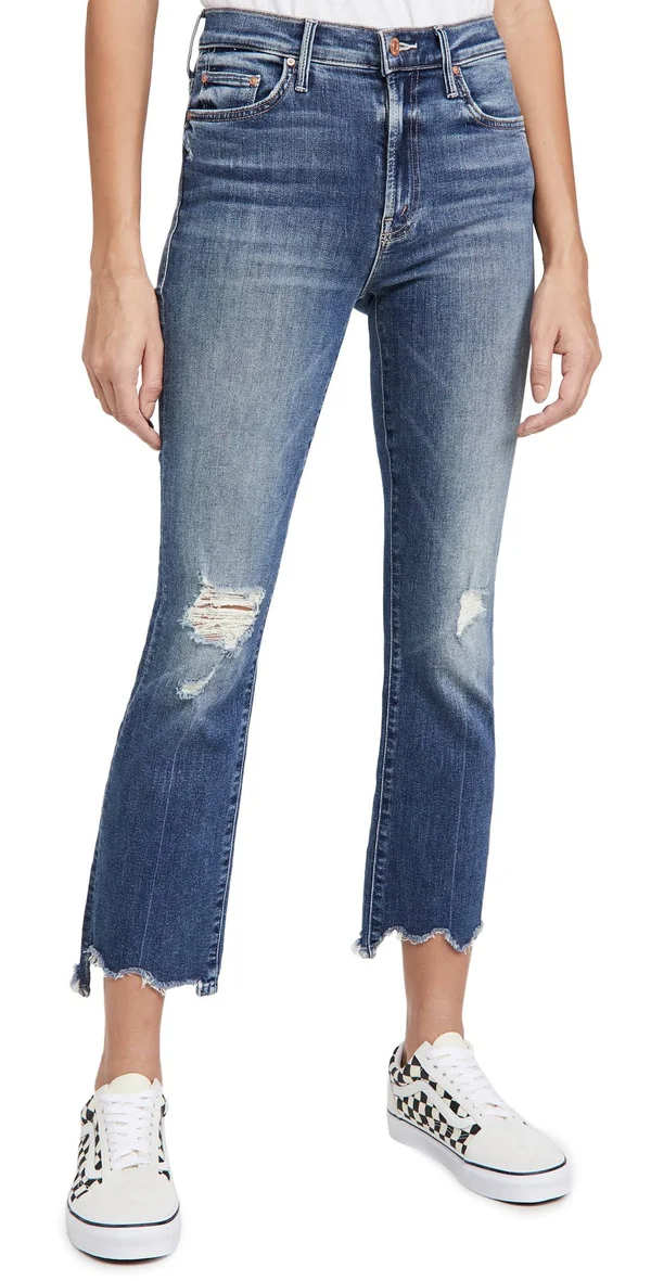 Mother The Insider Crop Step Chew Dancing on Coals Jeans in Blue - Size 28