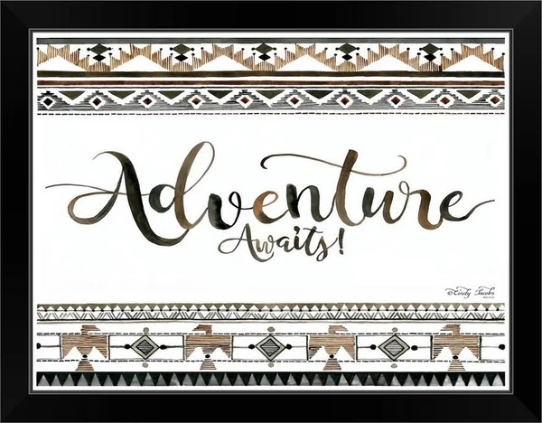 Adventure Awaits - Black Framed Wall Art, 24x18, Great Big Canvas