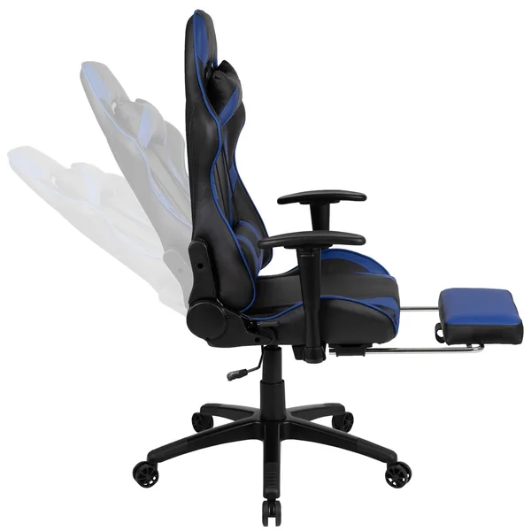 Emma and Oliver BlackArc Z300 Gaming Chair Racing Office Ergonomic Computer Chair with Fully Reclining Back and Slide-Out Footre