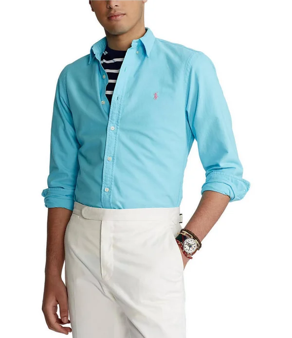 Polo Ralph Lauren Men's Classic Fit Garment-Dyed Oxford Shirt - French Turquoise