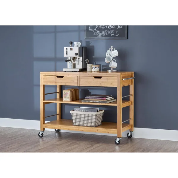 Trinity Bamboo 48 in. Kitchen Island with Drawers