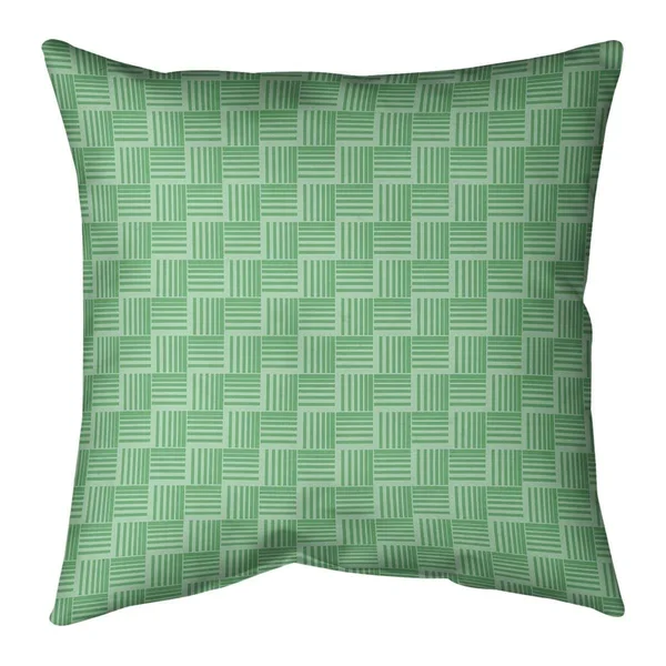 Porch & den Edgeway Monochrome Basketweave Stripes Throw Pillow - 16 x 16 - Green - Polyester