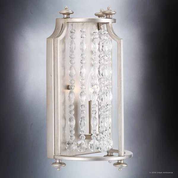 Urban Ambiance Luxury Luxe Wall Sconce, Size: 13-5/8 inchh x 8-1/4 inchw, with Transitional Style Elements, Antique Silver Finis