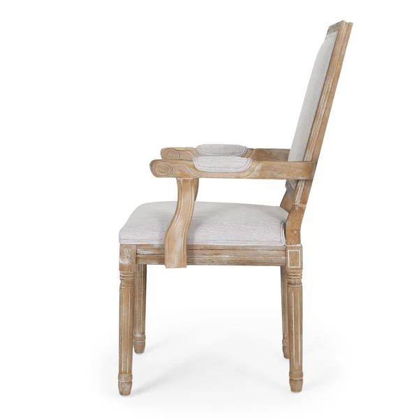 Set of 6 Maria French Country Wood Upholstered Dining Chairs Light Gray/Natural - Christopher Knight Home